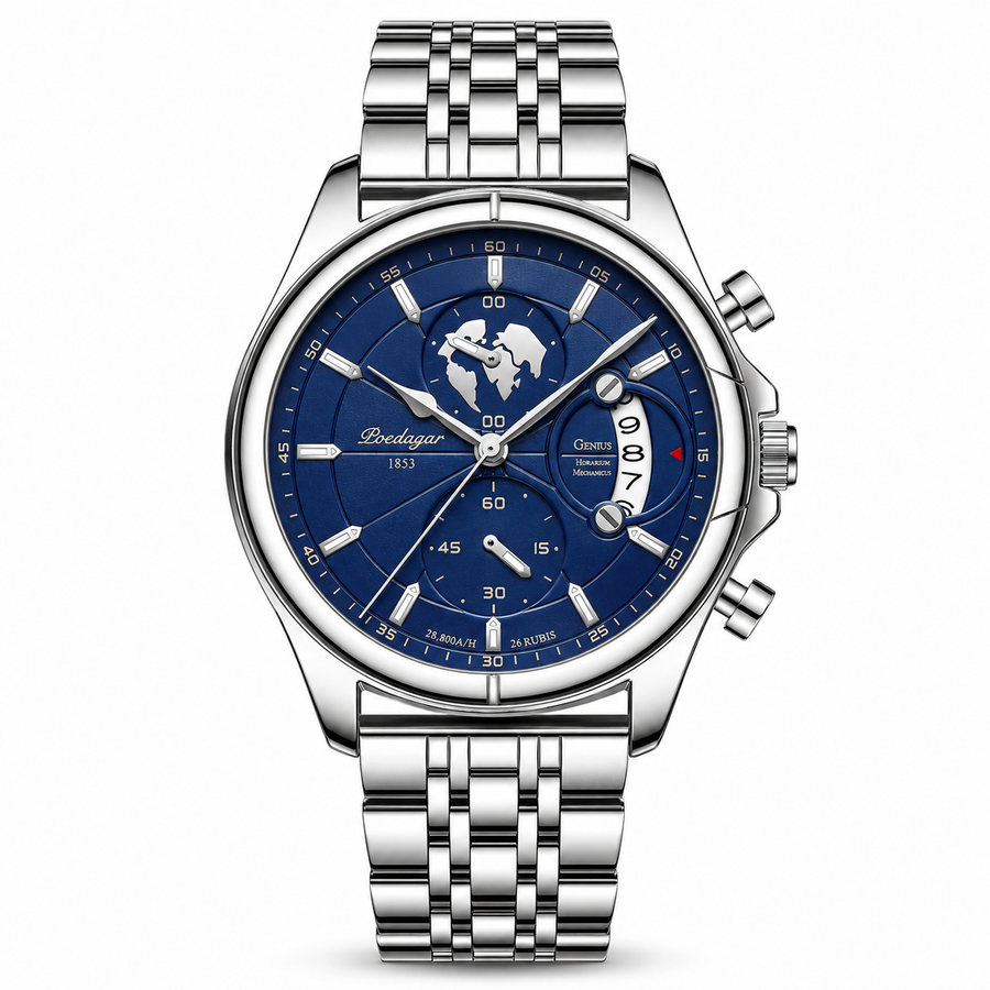 Round Multi-Dial Quartz Watch – Date Display