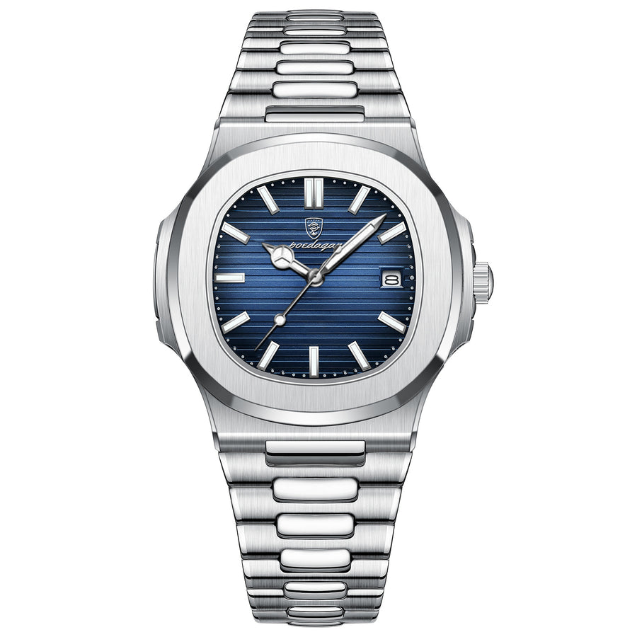 Octagon Quartz Watch – Stainless Steel Date Watch